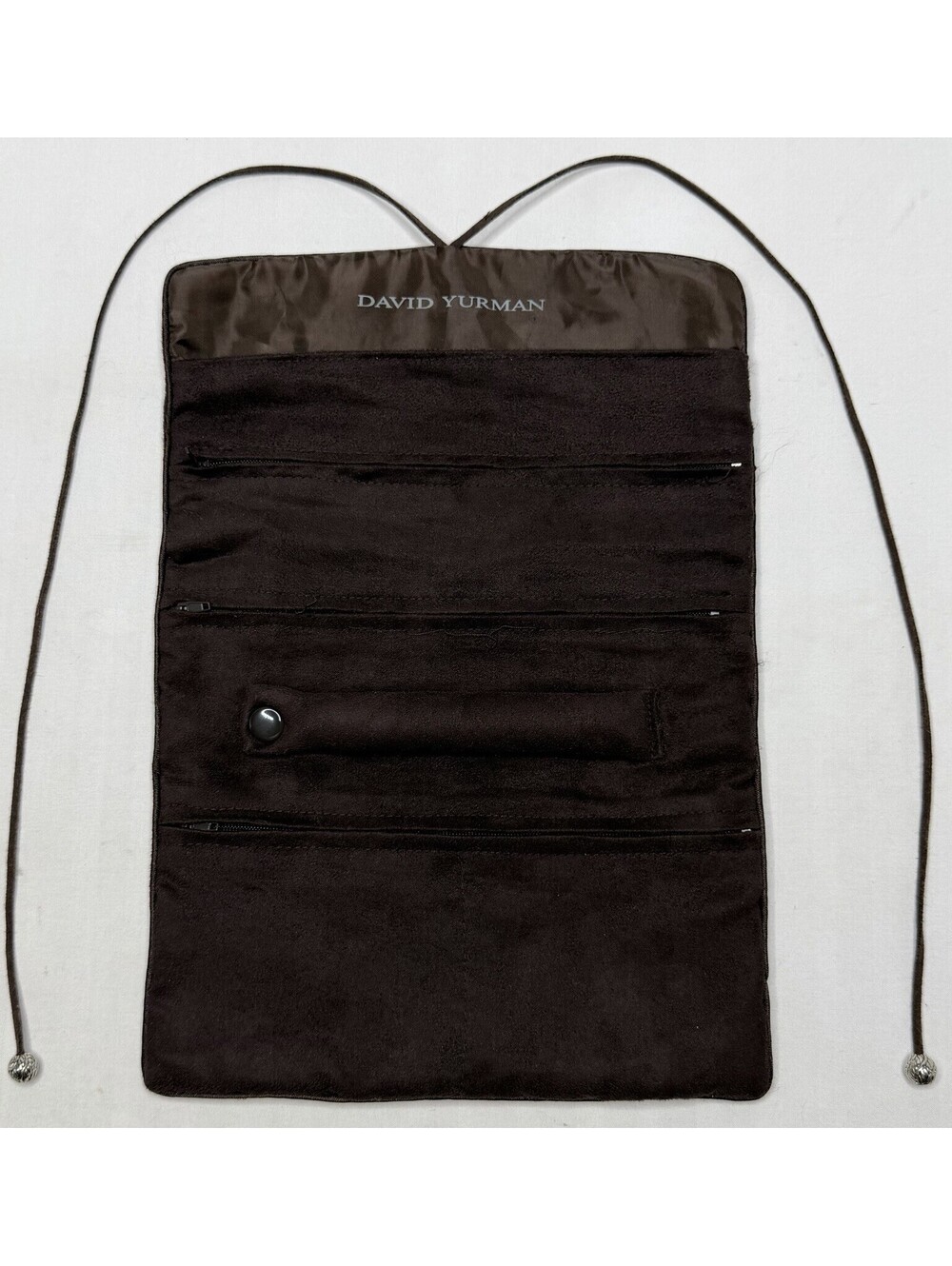 David Yurman 12" x 8" Brown Velvet Jewelry Travel Roll Case Organizer P28